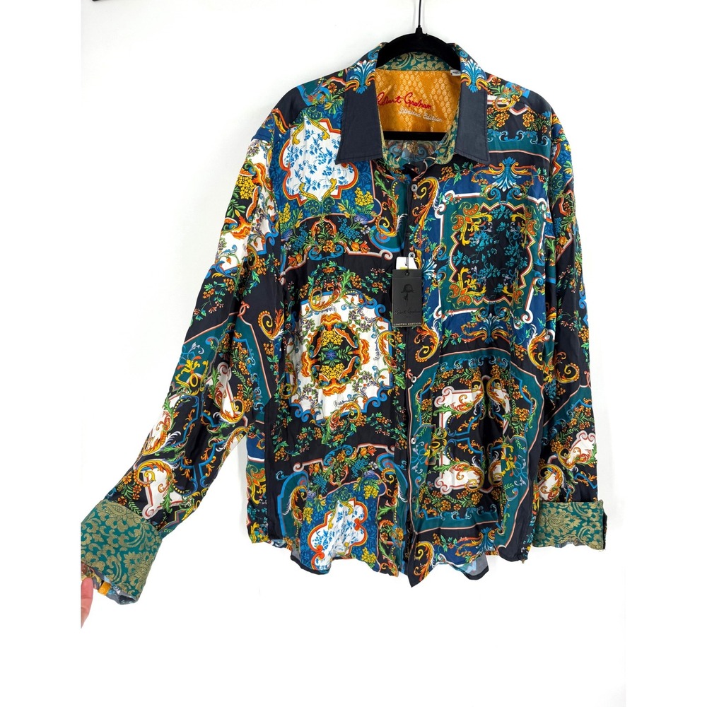 Robert Graham Button Down Shirt 3XL Multi Silk Limited Edition Maximalist NWT